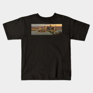 Pittsburgh Panoramic Sunset Kids T-Shirt